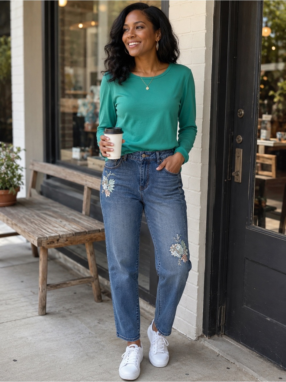 Westport Floral Embroidered Jeans 8 & 2 St John’s Bay Tops M Bundle